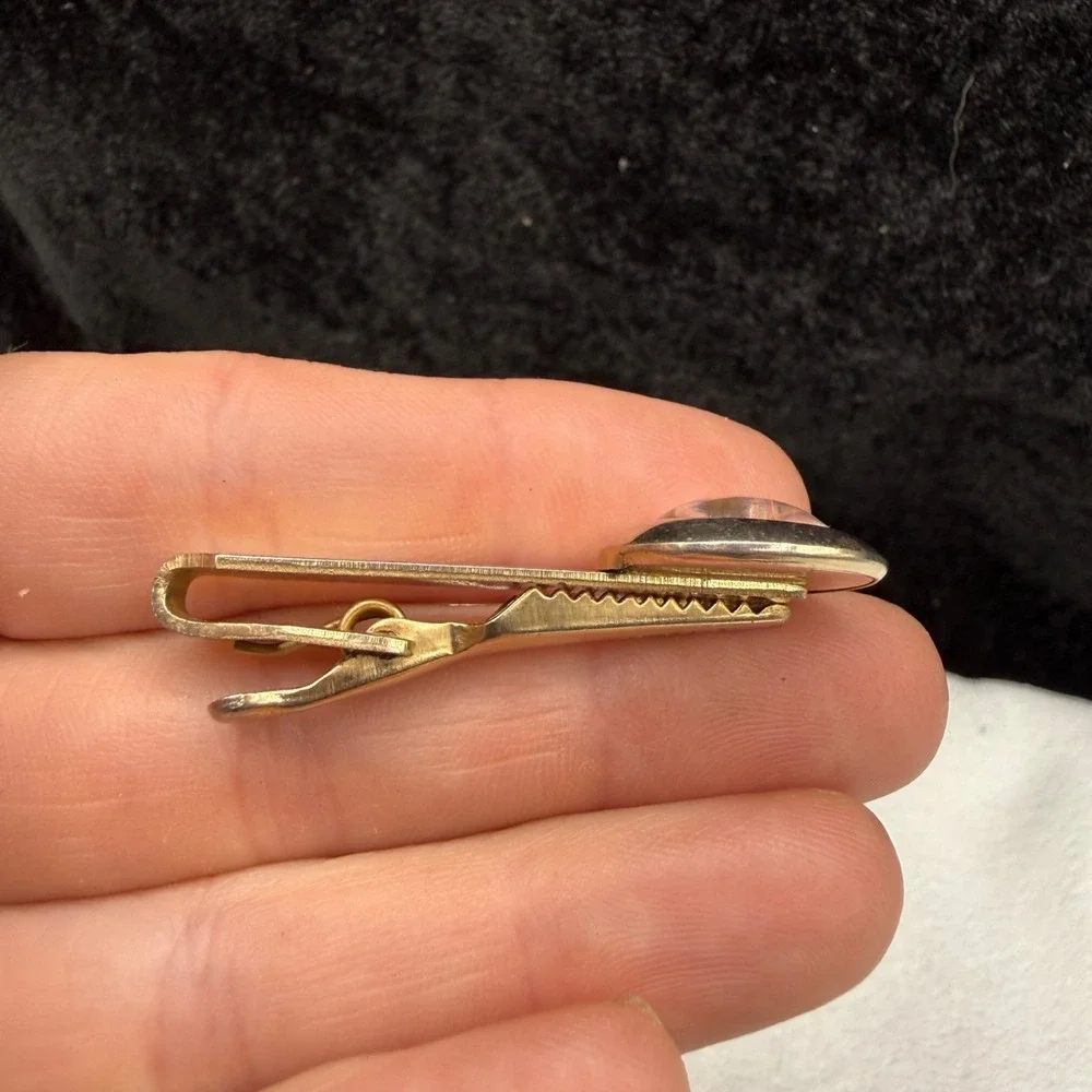 Vintage Horse‎ Pioneer Tie Clip Blue Gold Tone Equestrian